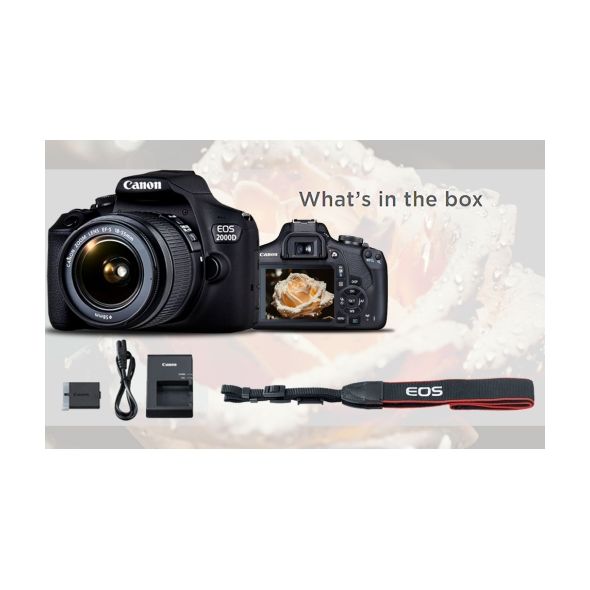 Canon EOS 2000D Rebel T7 DSLR Camera + 18-55mm Lens, 58mm Filters Bundle