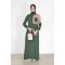 Karima Tie Waist Modest Dress  Army Green