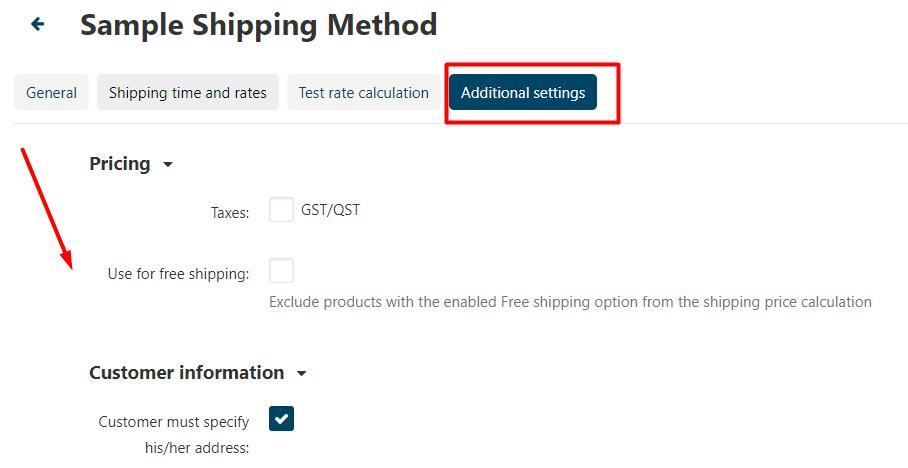 sample shipping method